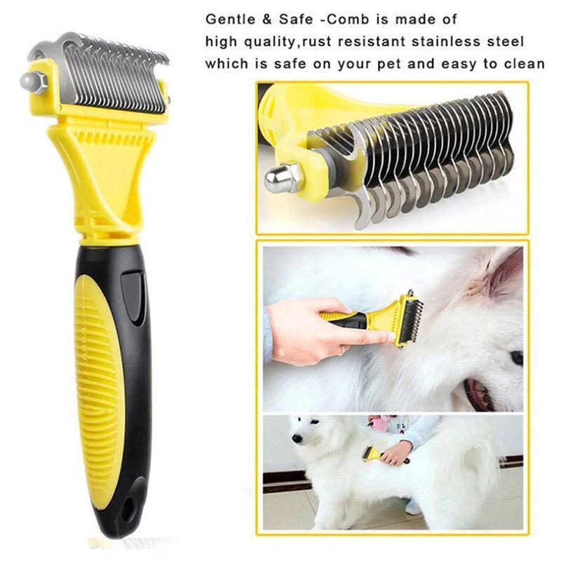 Stainless Double-sided Pet Dog Comb Brush Open Knot Rake Pet Grooming Hair Remover